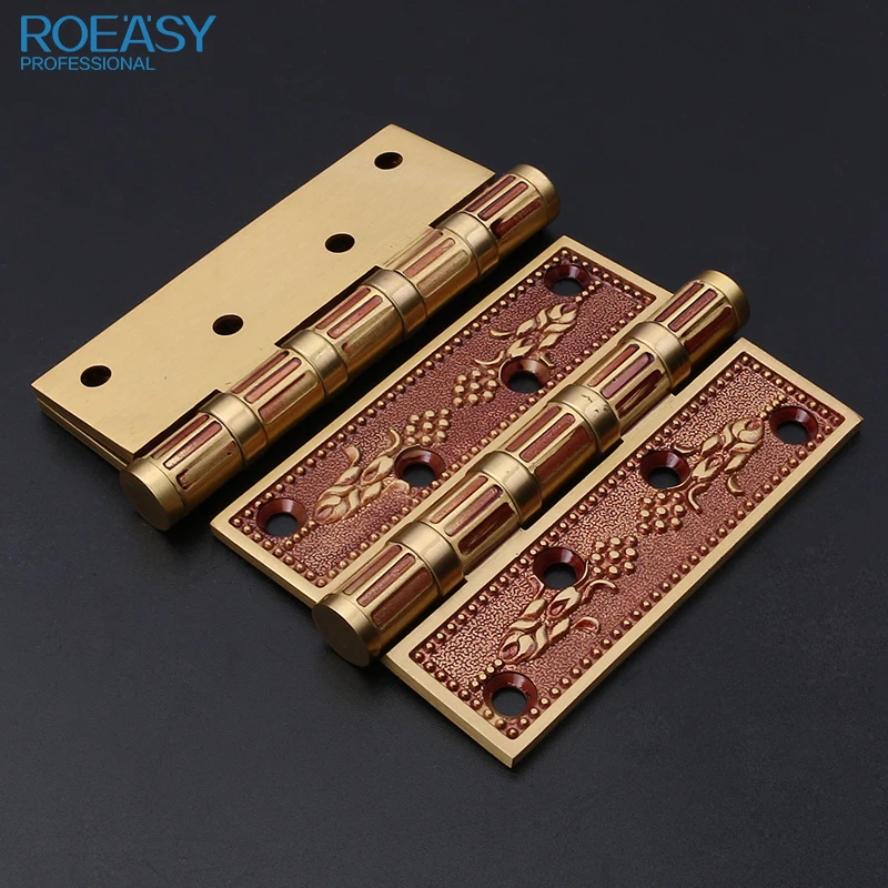 ROEASY European style luxury wooden door metal pivot hinge 4BB ball bearing 4 inch mute flush brass door hinge for heavy door