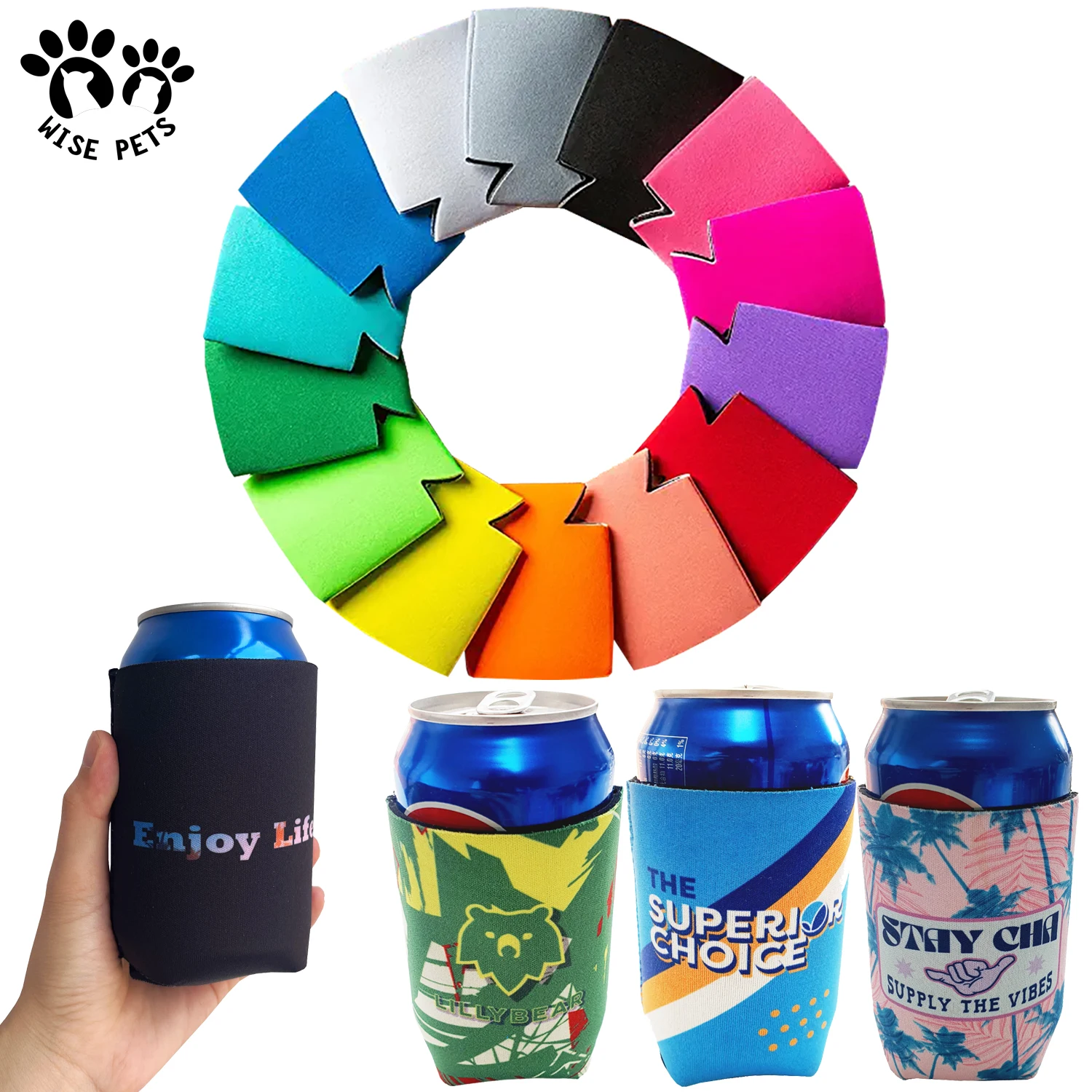 Universal Neoprene Insulated Stubby Holder Event Wedding Party Washable Slap Wrap Slim Beer Cover Sleeve Can Coolers for 12 16oz