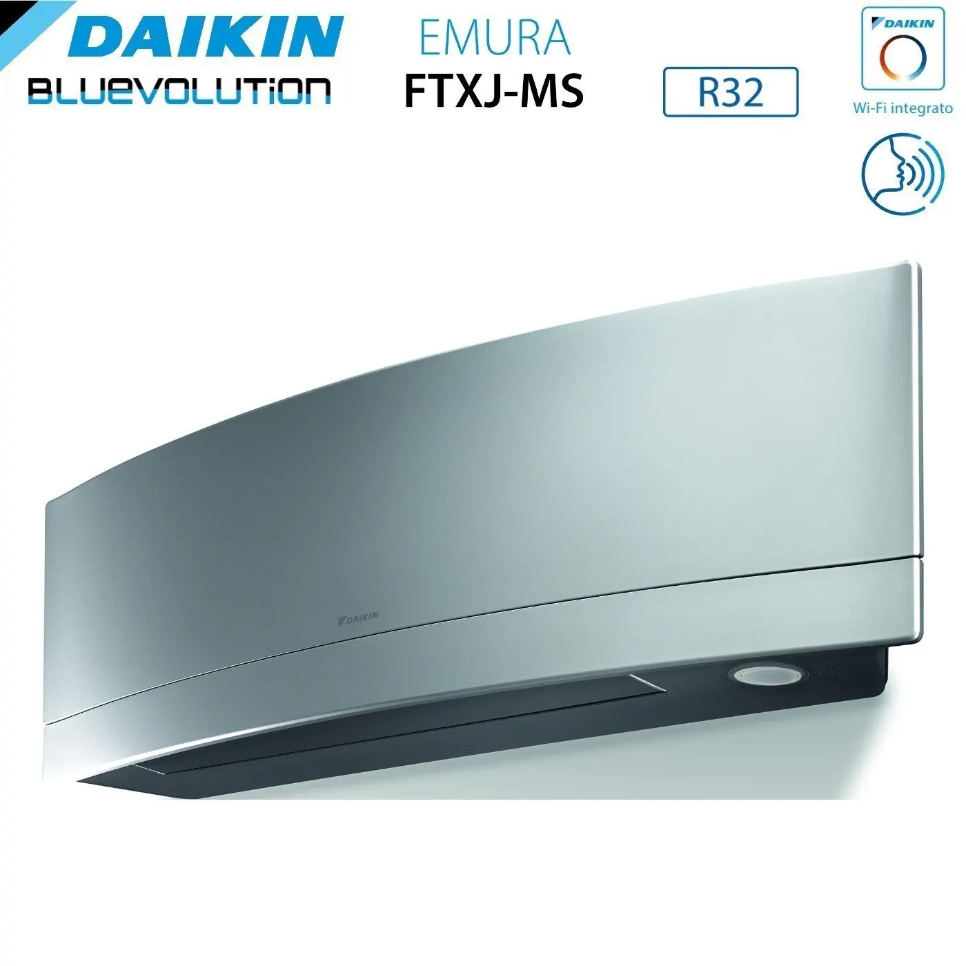 Climatizzatore Condizionatore Daikin Bluevolution Trial Split Inverter serie EMURA SILVER 9+9+9 con 3MXM52N R-32 Wi-Fi Integrato