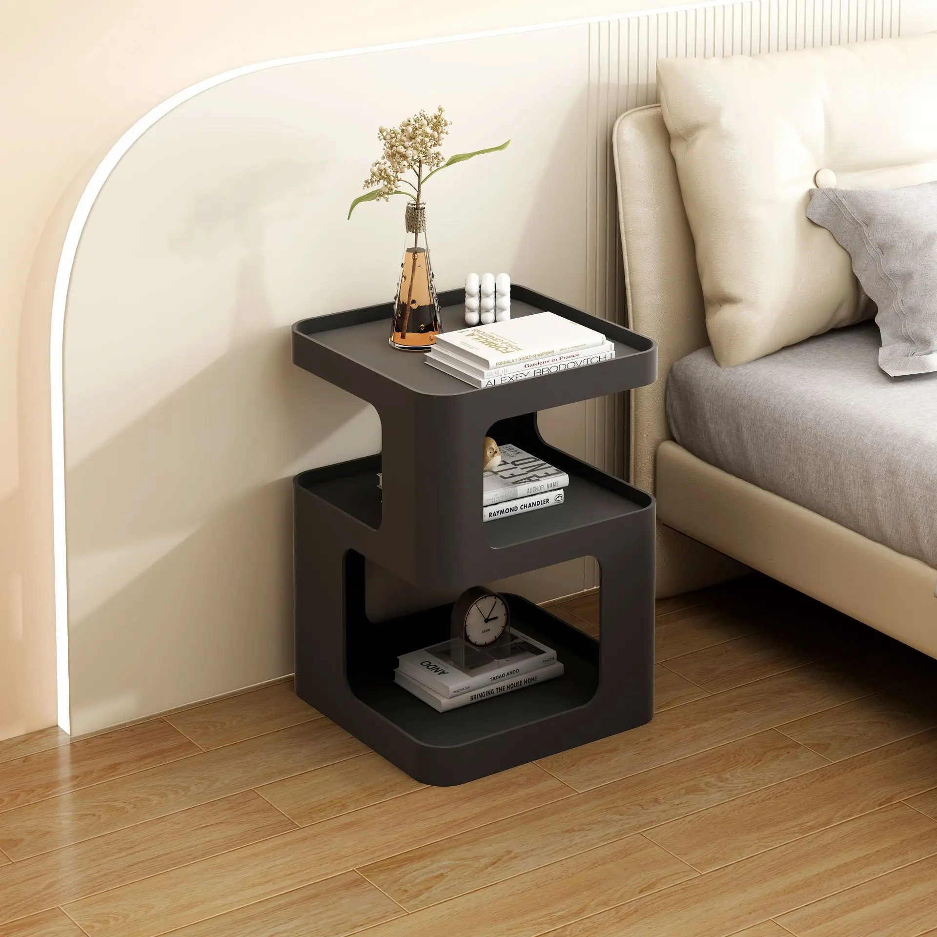 Modern Nordic Wheel Side Tables Bedside Tables for Living Room Bedroom Hotel Home Furniture Wrought Iron Metal Steel