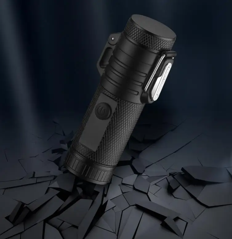 Electric USB Rechargeable Lighter Outdoor Camping Waterproof Windproof Self Glowing Smoking Lighter With Flashlight