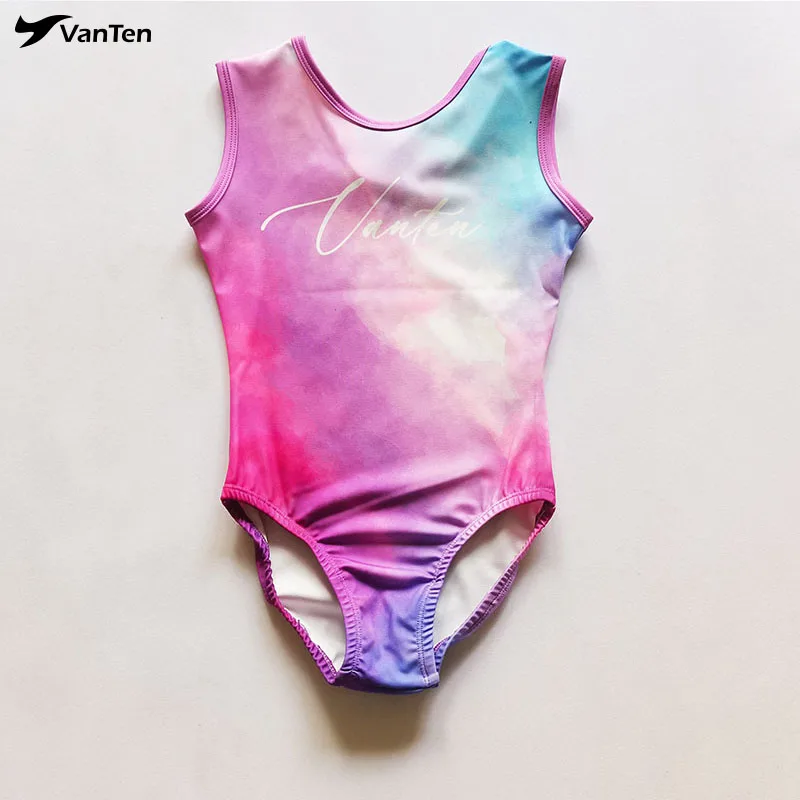 Hot Sale New fabric spandex Custom boy gymnastic performance wear girls sleeveless Sublimation gymnastic leotards
