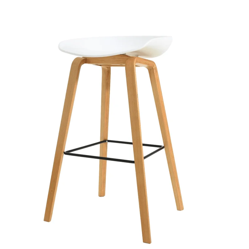 Modern High footrest stool fabric covered seat with plywood leg wooden bart stools bar chair bartstool for restaurant
