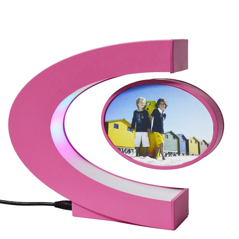 Pink Color C Shape Frame Magnetic Floating Levitating Picture