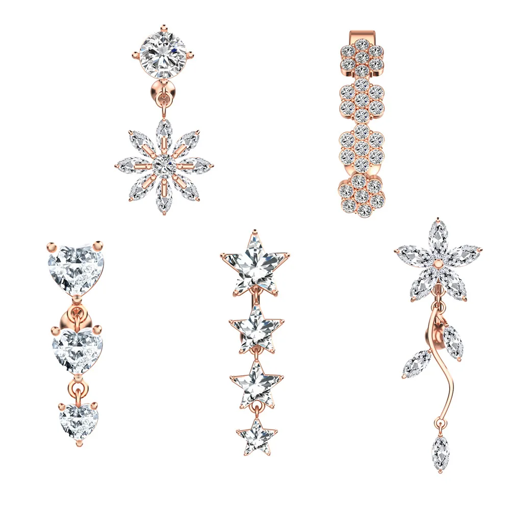 Medical Stainless Steel  Belly Navel Piercing Shambhala Czech Crystal Belly Navel Ring