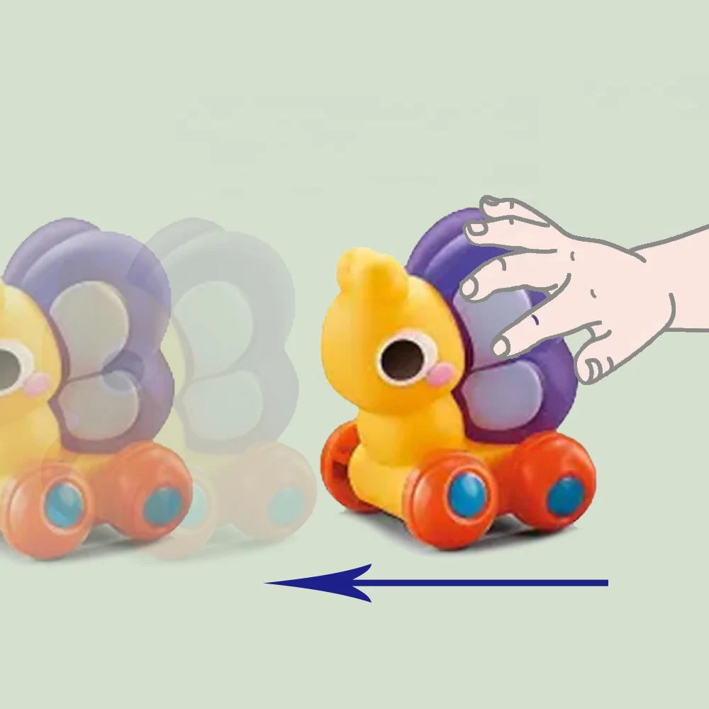 2024 Kids new soft rubber animal rubber car toy fun sensory cartoon inertia mini rubber car toy