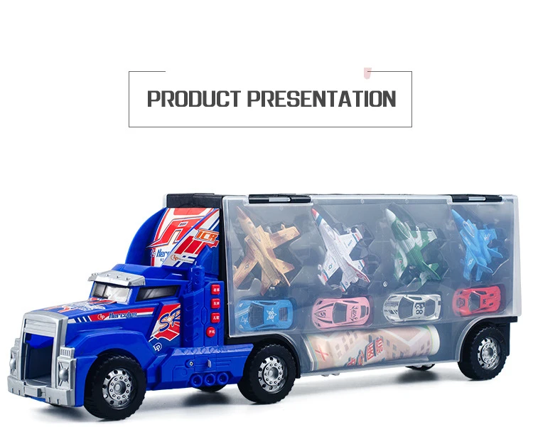 
Large portable container truck toy car military engineering fire truck excavator alloy car boy toy 