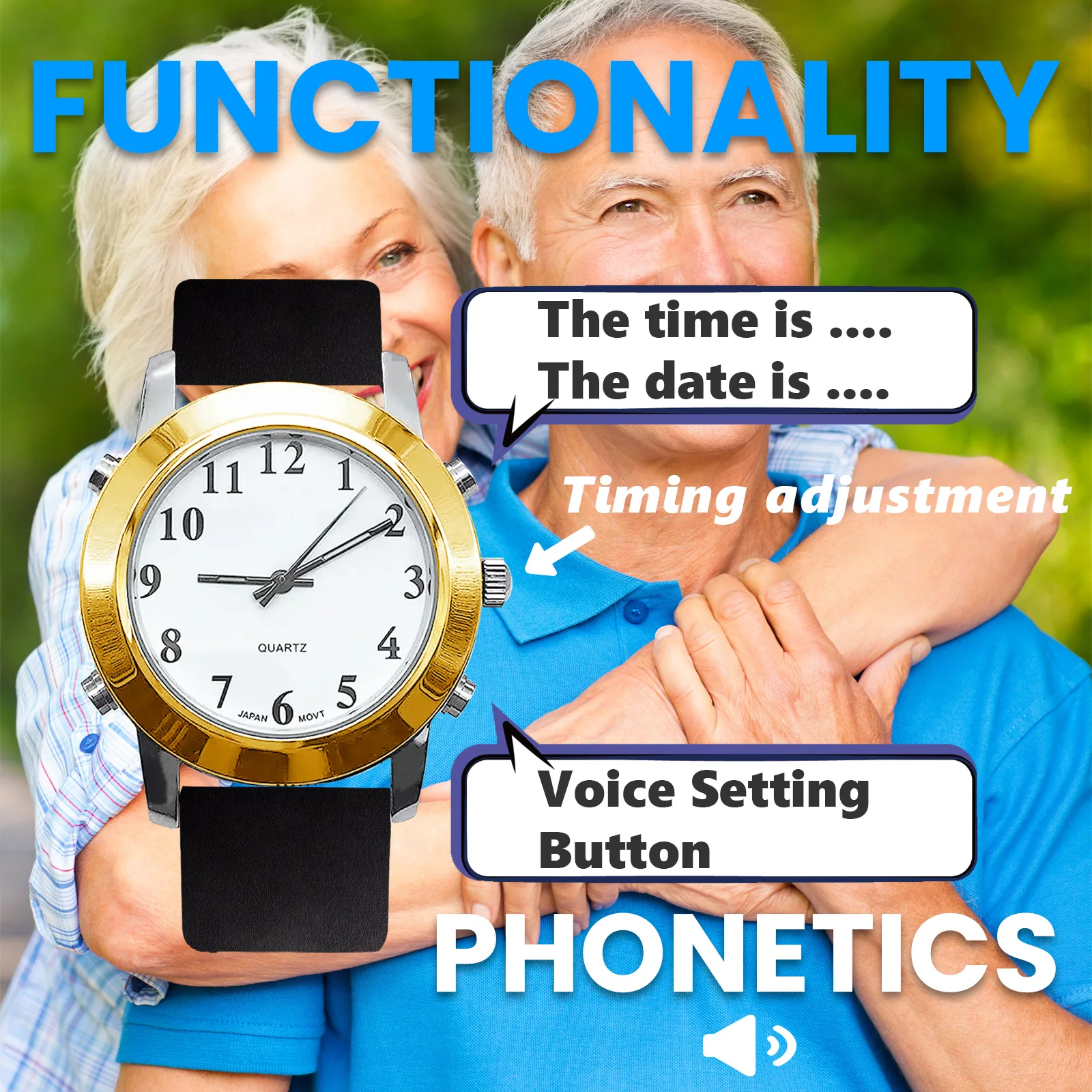 Manufacturer many language Japan quartz  English Talking Watch for Seniors men Talking with Alarm Clock Visually