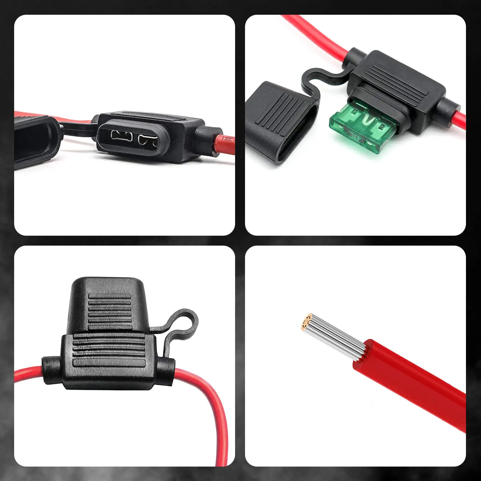 Yigao Inline Fuse Holder 12 AWG 10 Pack Automotive Replacement Fuse Holder with 30A ATC/ATO Blade Fuse