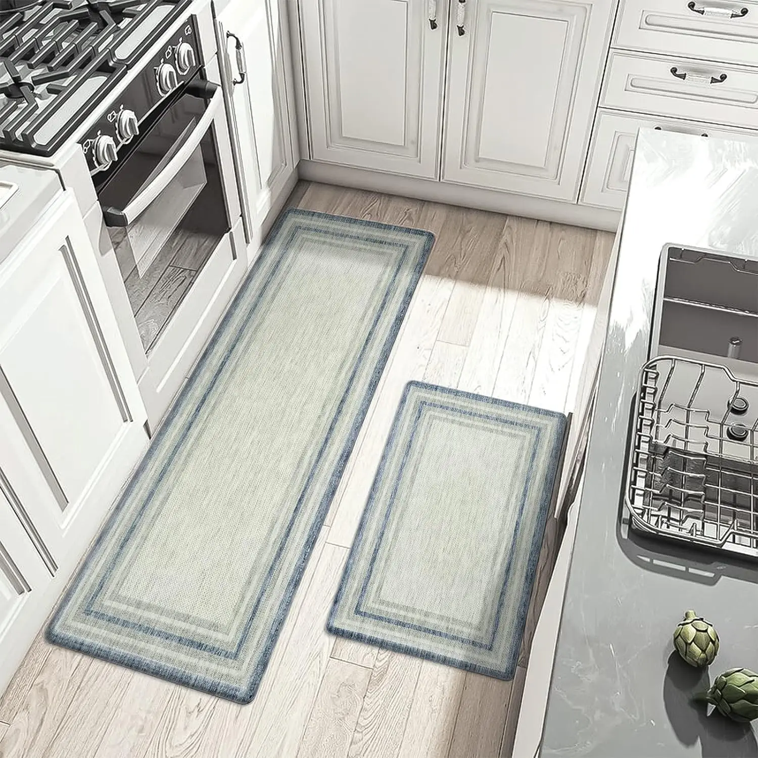 Floor Mat Sets Anti-fatigue Kitchen Mat Custom Anti-slip PVC Bedroom Custom Packing Square Modern Machine MADE NON-SLIP Mat