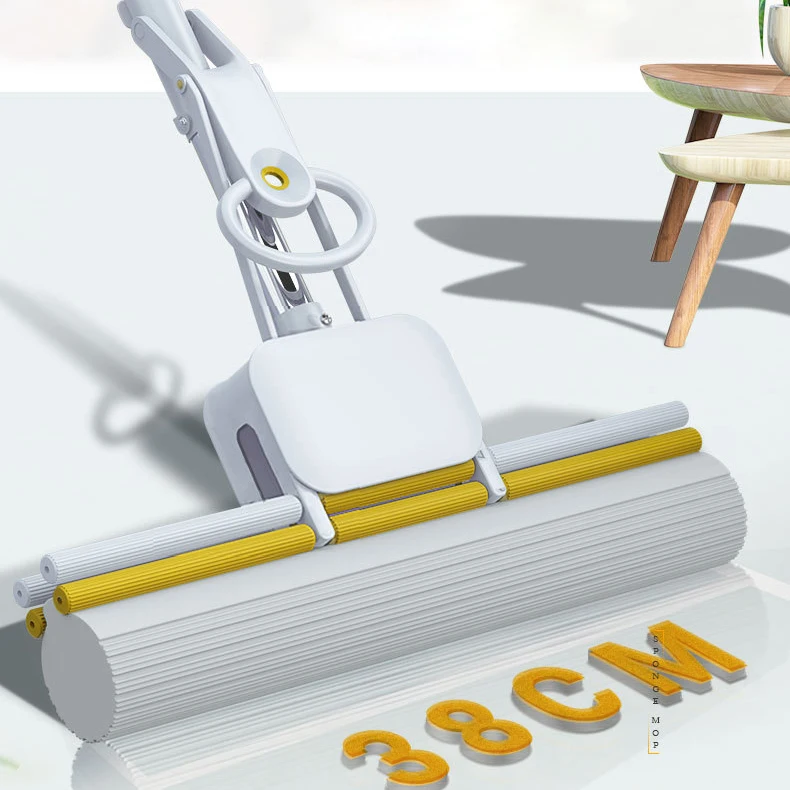 WONDERFUL Factory Wholesale Household Hand-free Mop Stainless Steel Self Wringing Mop PVA Sponge Mops for Floor Cleaning