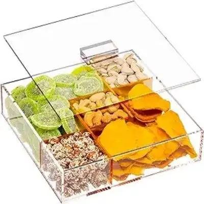 Wholesale Snack Serving Tray With Lid Divided Appetizer Serving Tray Set Empty Sectional Gift Box For Nuts Veggie Candy Dish