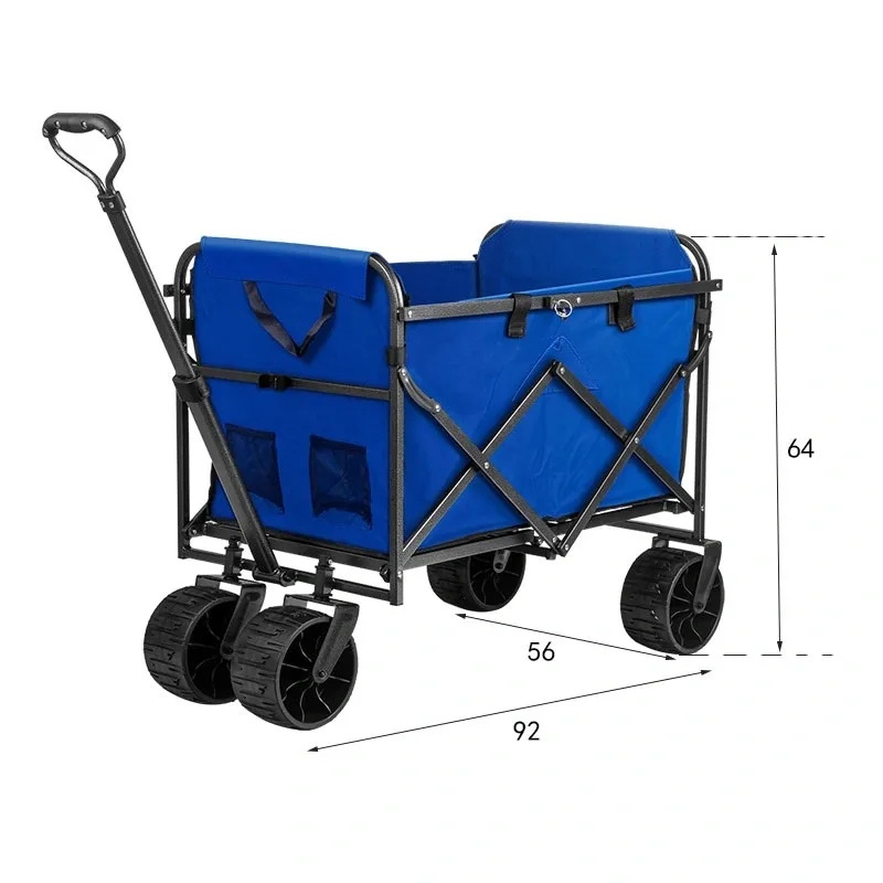 Folding Camping Wagon Garden Cart Shopping Trolley Collapsible Sturdy Steel Frame Garden/Beach Wagon/Cart