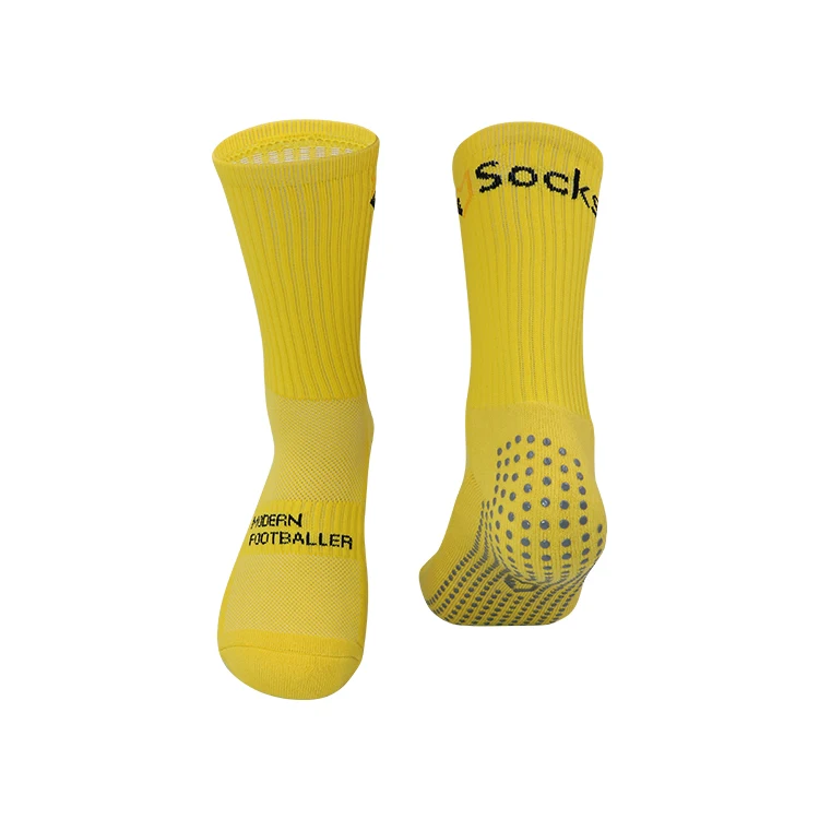 manufacturer whacky custom light yellow sticky grip premium soccer football sport socks anti slip with pattern logo gripper