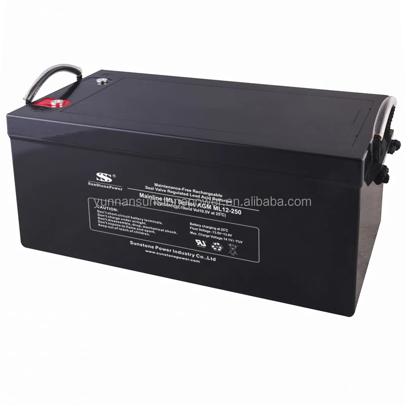 Sunstone Free Maintenance Deep Cycle 12V250AH AGM Battery VRLA Home Energy Wholesale Price Solar Inverter Storage System Battery