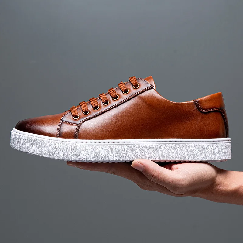 2023 new style genuine leather men shoes high quality cowhide shoes walking style plus size casual shoes