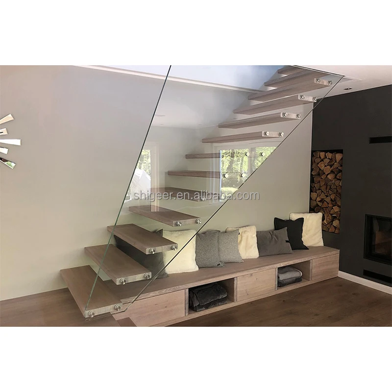 
Factory Stairs Modern indoor wood Staircase Light oak steps Floating Stairs 