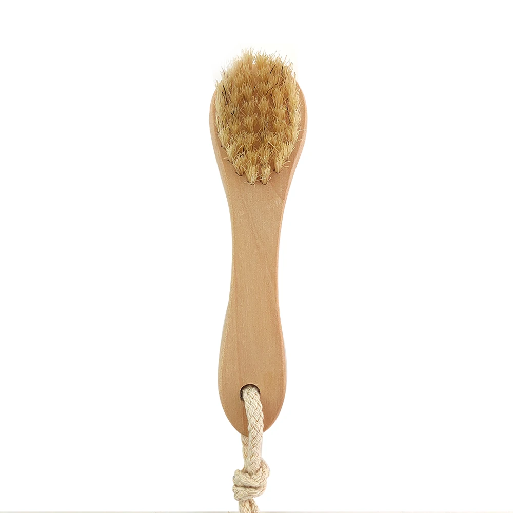 Wooden Face Cleansing Brush for Facial Exfoliation, Natural Bristles Brush For Dry Brushing