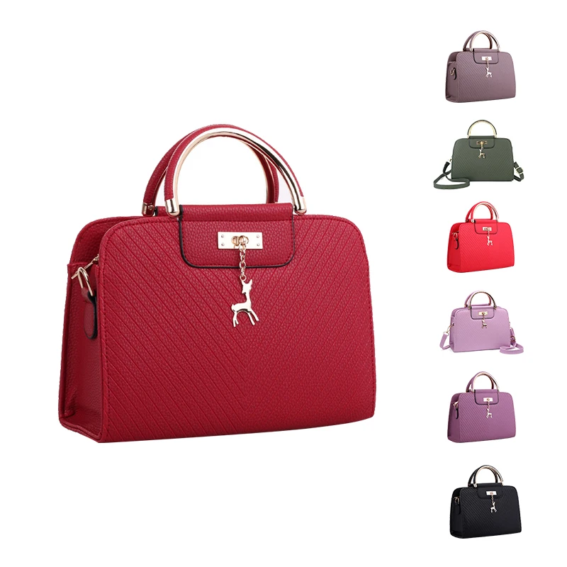 Guangzhou Handbags Multiple Colors Ladies Gift PU Leather Fashion Tote Bags With Pendent Designer Luxury  Handbag For Women