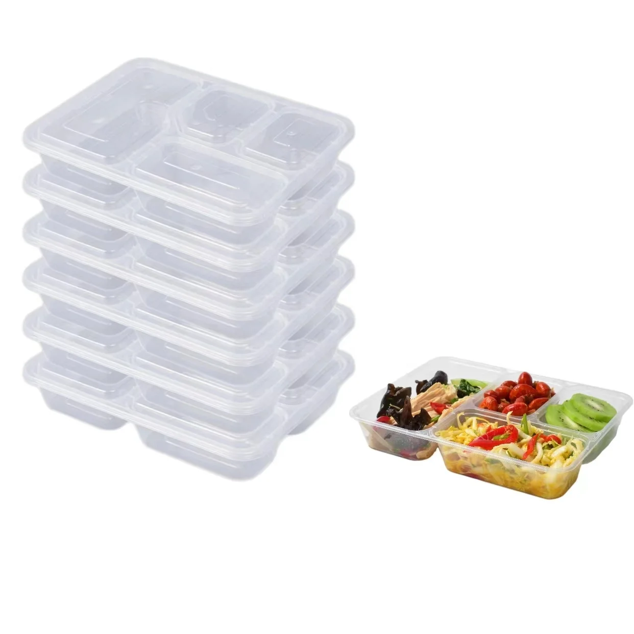 China 6+ years manufacturer 5 compartments lunch box disposable with dome lids