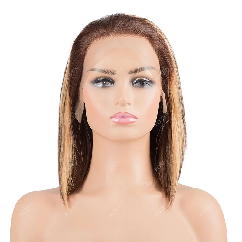 Brazilian Hair Wholesale Distributor Lacefront Wigs Human Hair Blonde Lace Front Bob Water Wave Wigs Pre-Plucked