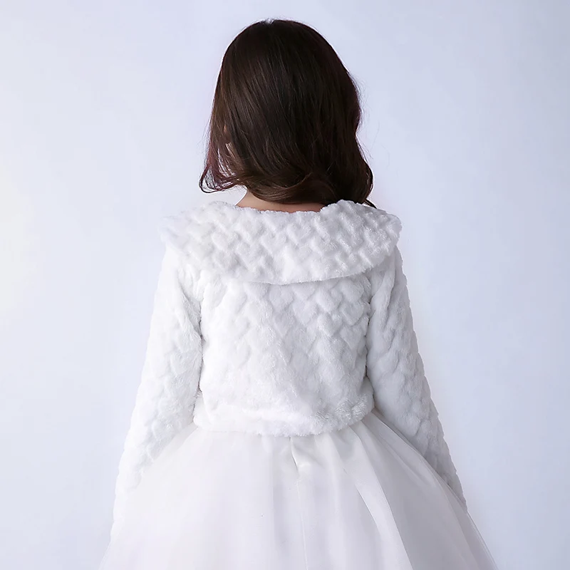 Faux Fur Cape Princess Flower Girl Jacket Cozy Cover-Up Coat Flower Girl Faux Fur Shawls
