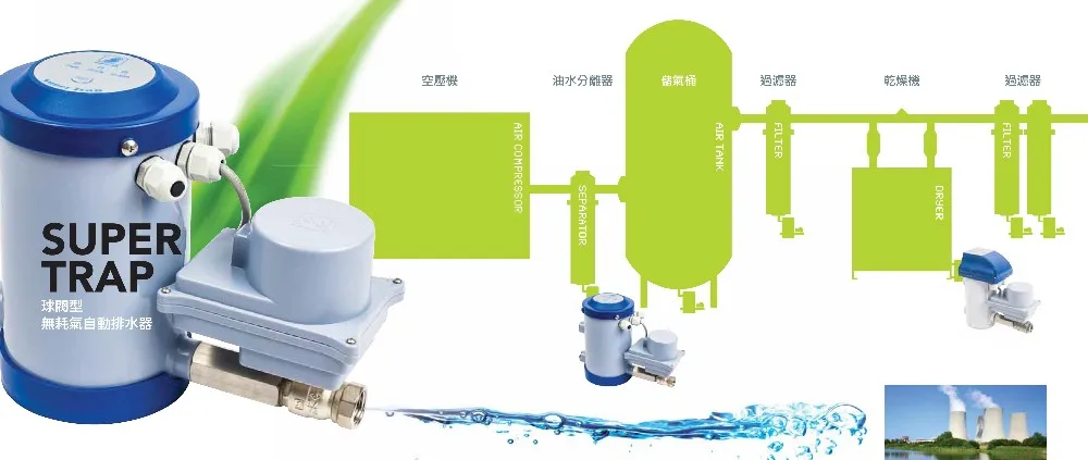 Super Air Taiwan Super Trap Motorized Ball Valve Type Zero Air Loss Automatic Condensate Drain for Air Compressor System