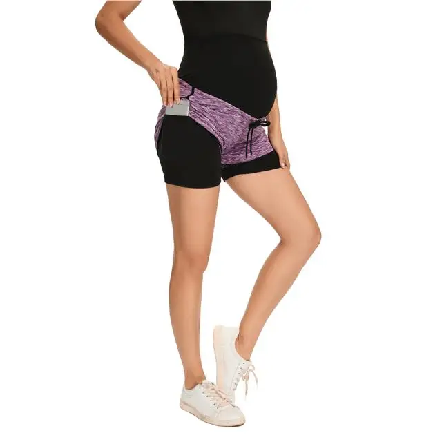 
Wholesale Cheap Pregnant Double Layer High Waist Maternity Shorts For Summer 