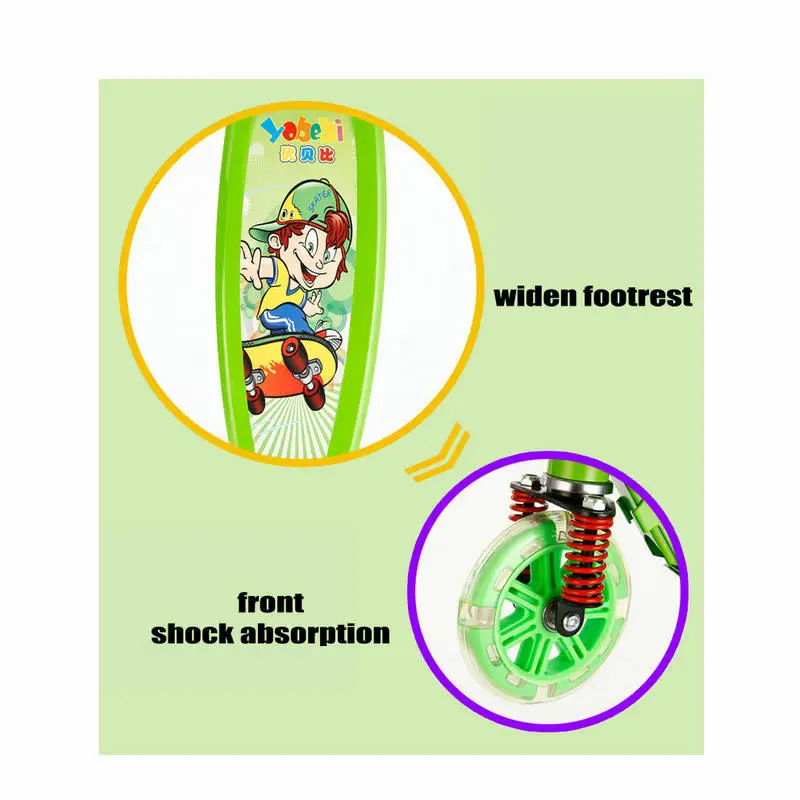 3-колёсный Детский самокат с мигающие колеса складной скутер подходит для От 2 до 6 лет дети легкий