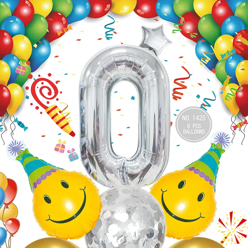 
Wholesale new 18 inch latex foil number silver balloons decoration for kids birthday balloons 