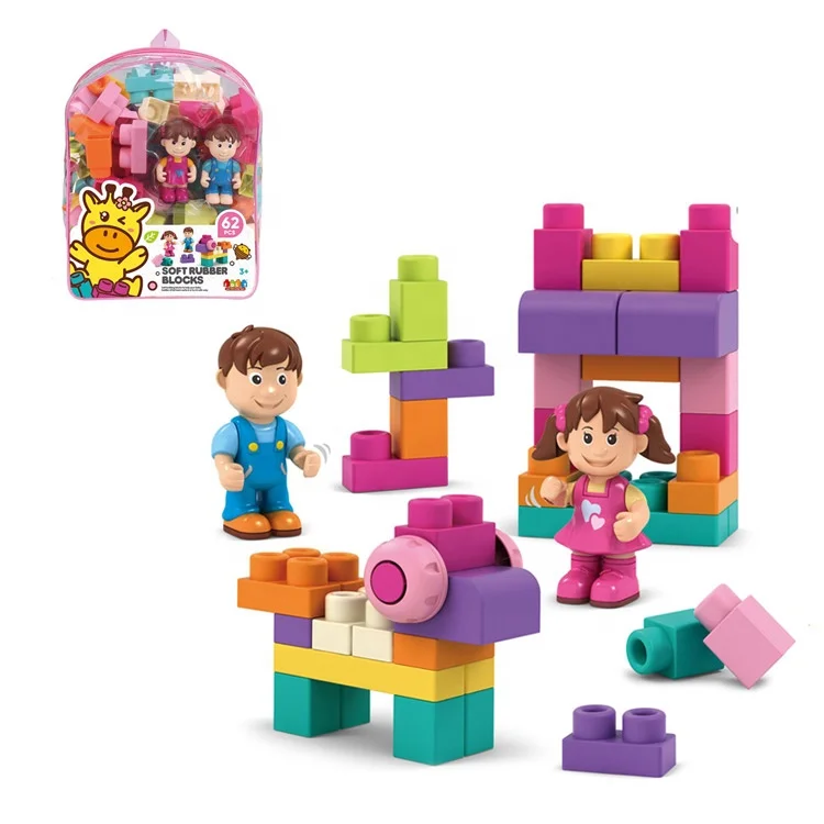 Hot selling 62PCS soft building blocks set other baby toys sticking learning diy soft play blocks for kids