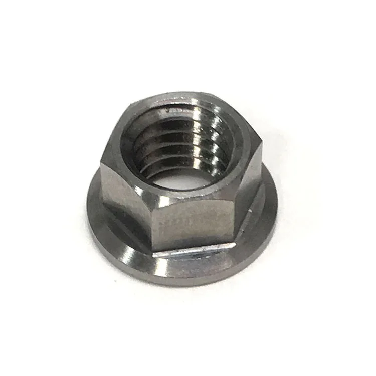 Custom manufacture M6 M8 M10 M12 M14 TC4 GR5 titanium Ti motorcycle hex head flange nut
