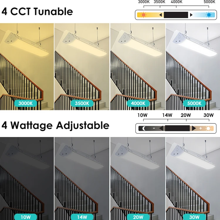 Noonlight 20W 30W 40W 10V Dimmable Sensor Cct Selectable Led Linear Light Emergency Battery Led Batten Light