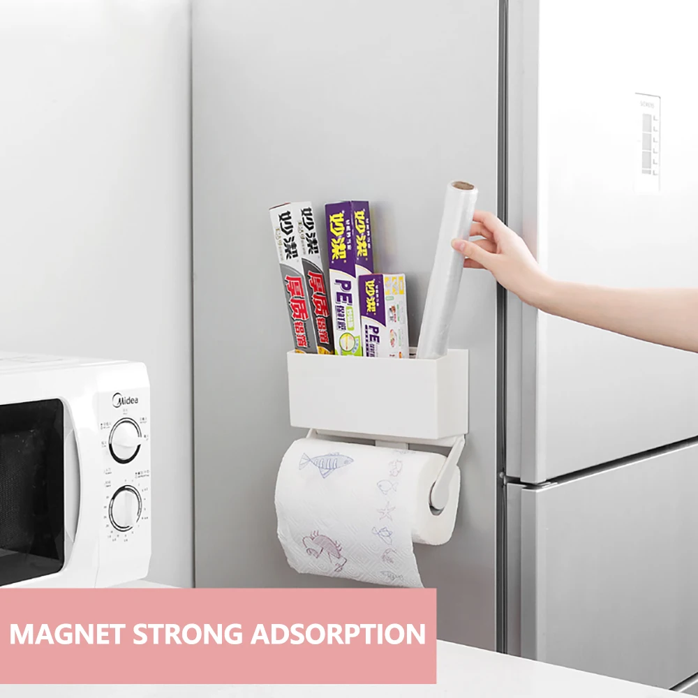 Multi functional Magnetic Spice Rack Organizer Paper Towel Holder Strong Magnetic Storage Shelf for Kitchen Cabinet Pantry Door