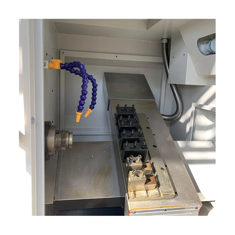 5 Inch 3-Jaw Hydraulic Chuck With Soft Jaws Syntec Cnc Controller JC-X35S Cnc Slant-Bed Lathe Turning Machine