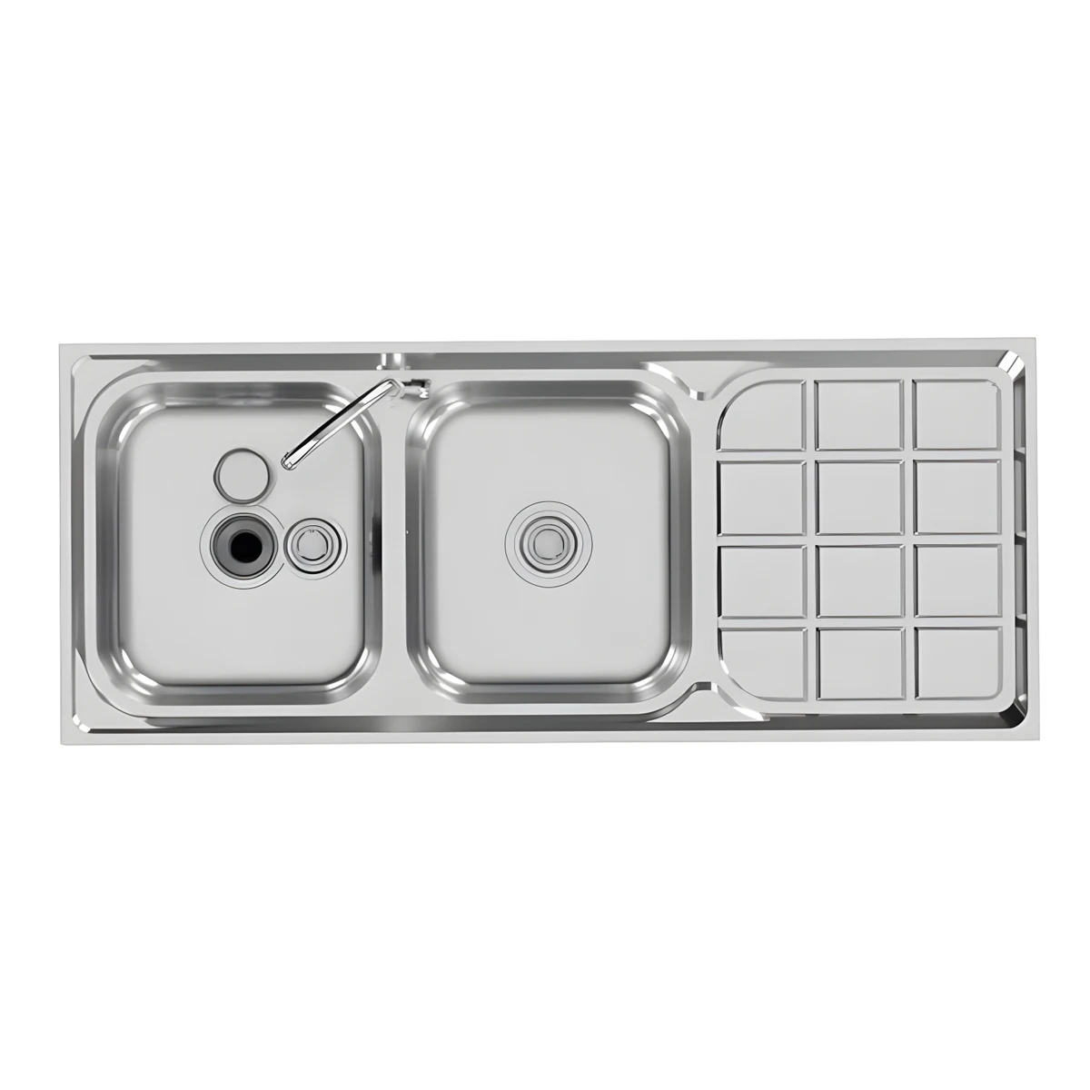 Free Standing Washing Sink Home Used Stainless Steel Sink with Double Bowl and Bottom Storage Shelf