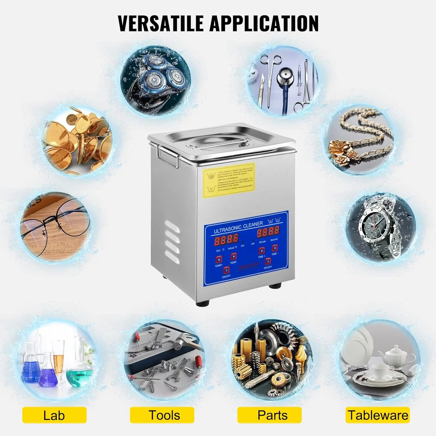 OGMIE Portable 2L 60W 40Khz Household Ultrasonic Cleaner Jewelry for Cleaning Jewelry Glasses Dentures Razors Small Parts etc