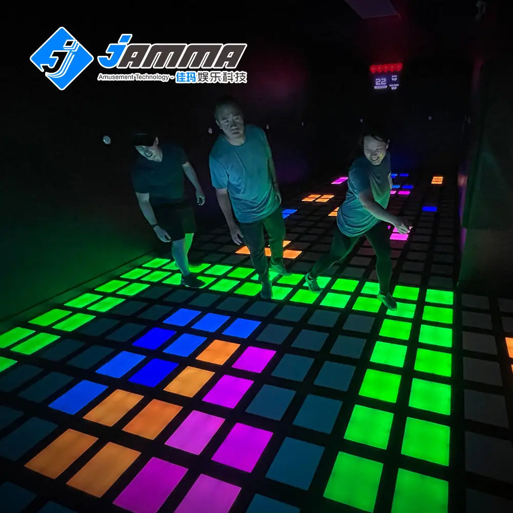 active game Interactive 30x30cm LED Grid Game Metal Floor Arena for Kids in Playhouse Trampoline Park Shopping Mall