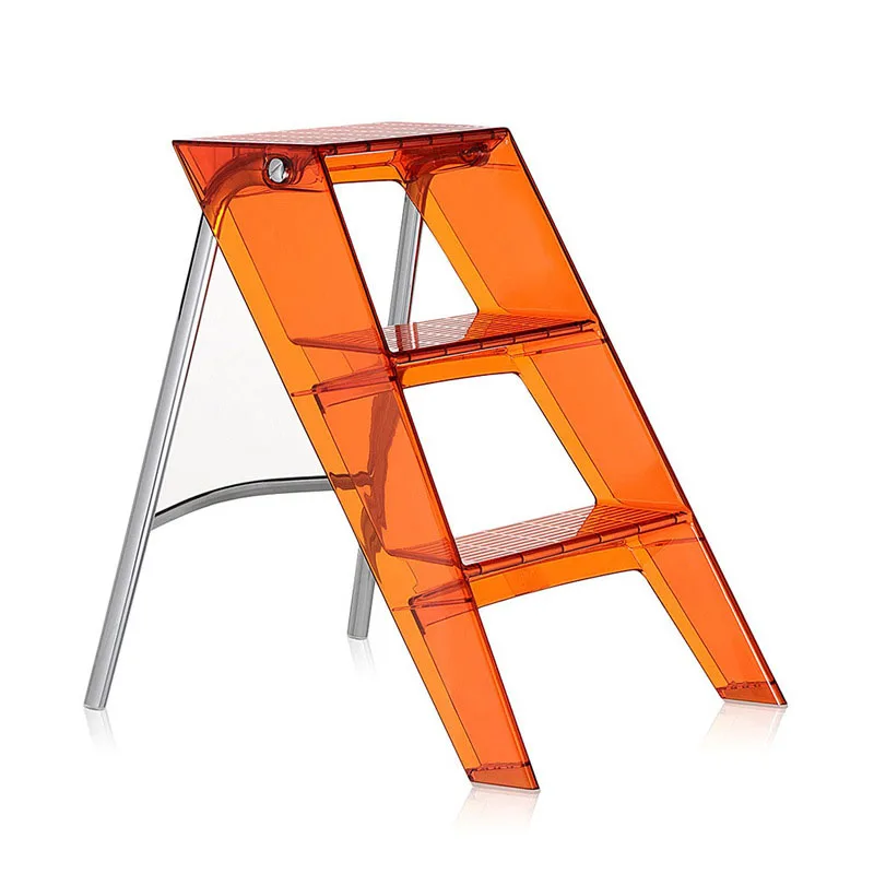 Home Foldable Ladder Chair Durable Plastic Pc Transparent Non-slip Home Ladder Shelf Stool