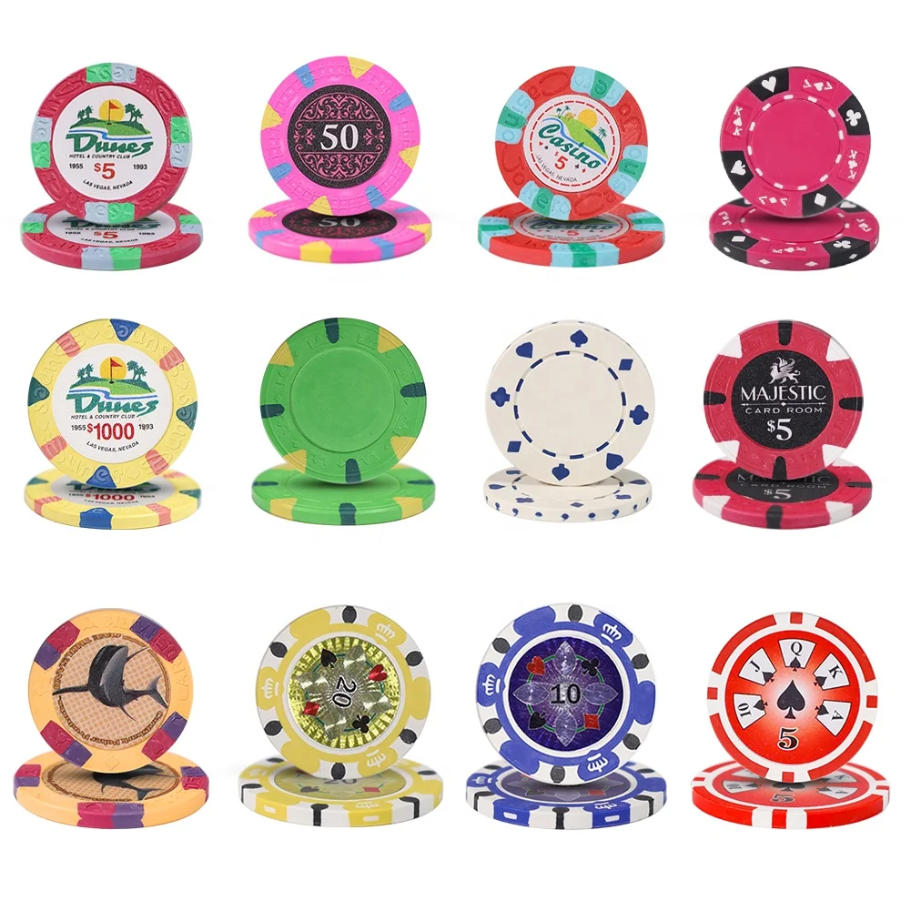 EASTOMMY ET-100003 Professional 11.5g Clay Composite Dice Striped Casino Poker Chips for Texas Hold em Blackjack