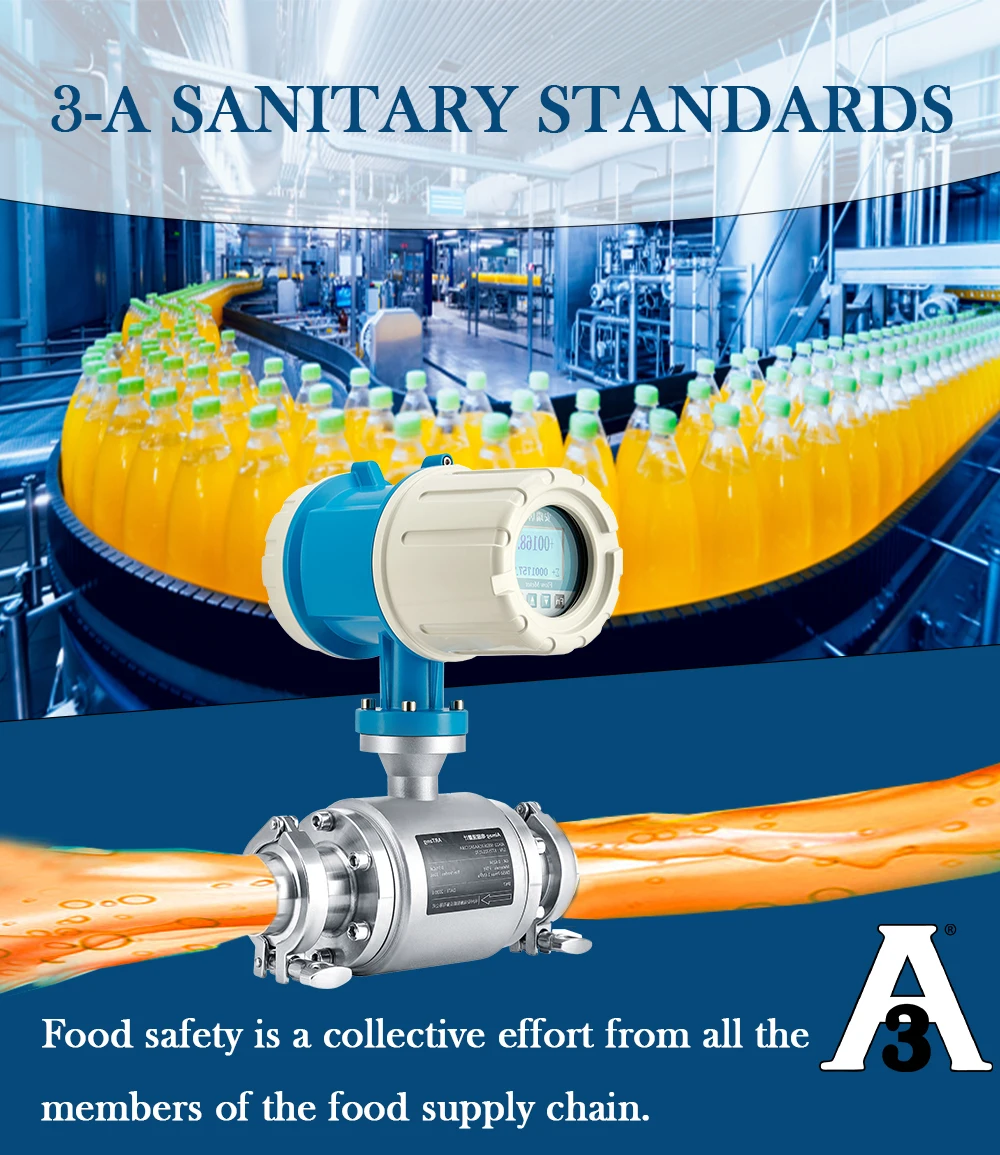 Food Grade Water Milk Flowmeter Tri Clamp Digital Beer Flow Meter Juice Magnetic Flowmeter Hygienic Electromagnetic Flow Meter