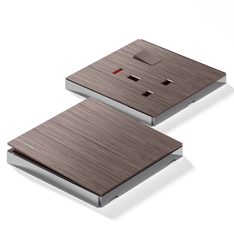 S1 Plating embossed PC panel 20A DP Silver brushed electric button smart touch wall switch for home hotel