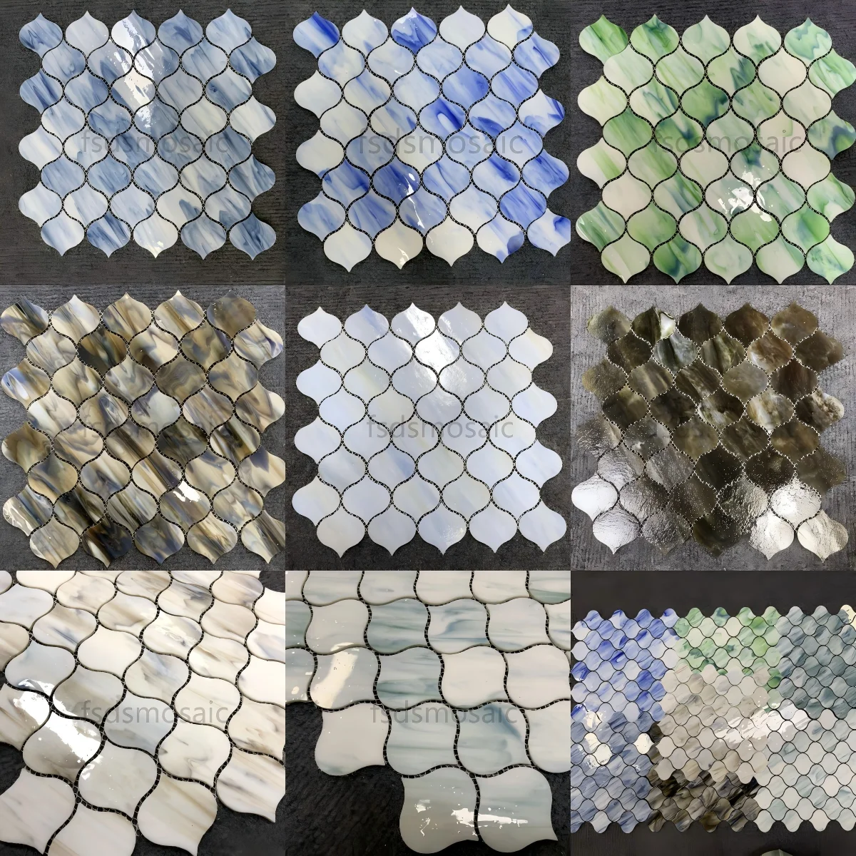 Modern Design Wall Tile Backsplash Umbrella  Ceramic Glass Mosaic Leaf Shaper Stone Graphic Hexagon Kitchen & Bathroom Solution