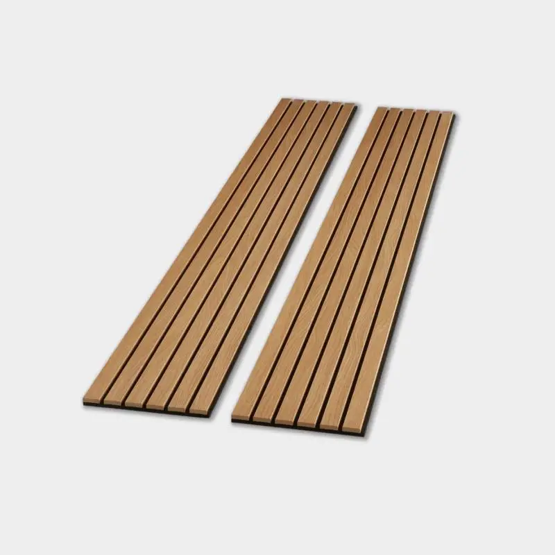 Wood Veneer Surface Polyester Mdf Different Dimension Wall Slat Acoustic Panel