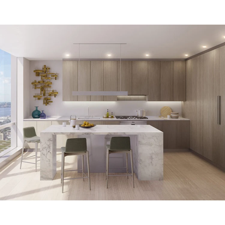 Foshan factory home dining room plywood cabinets furniture design modern melamine veneer mdf wood modular kitchen cabinet