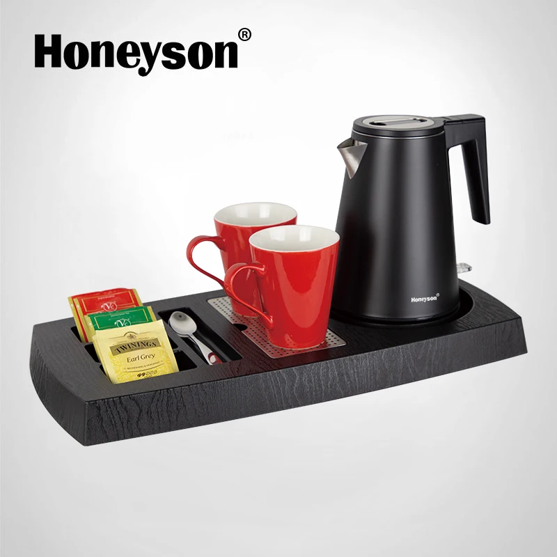 Hotel Room Resort Guestroom Luxury Chinese Tea Pot Boiling Water Tray Sets Plastic Electric Kettle