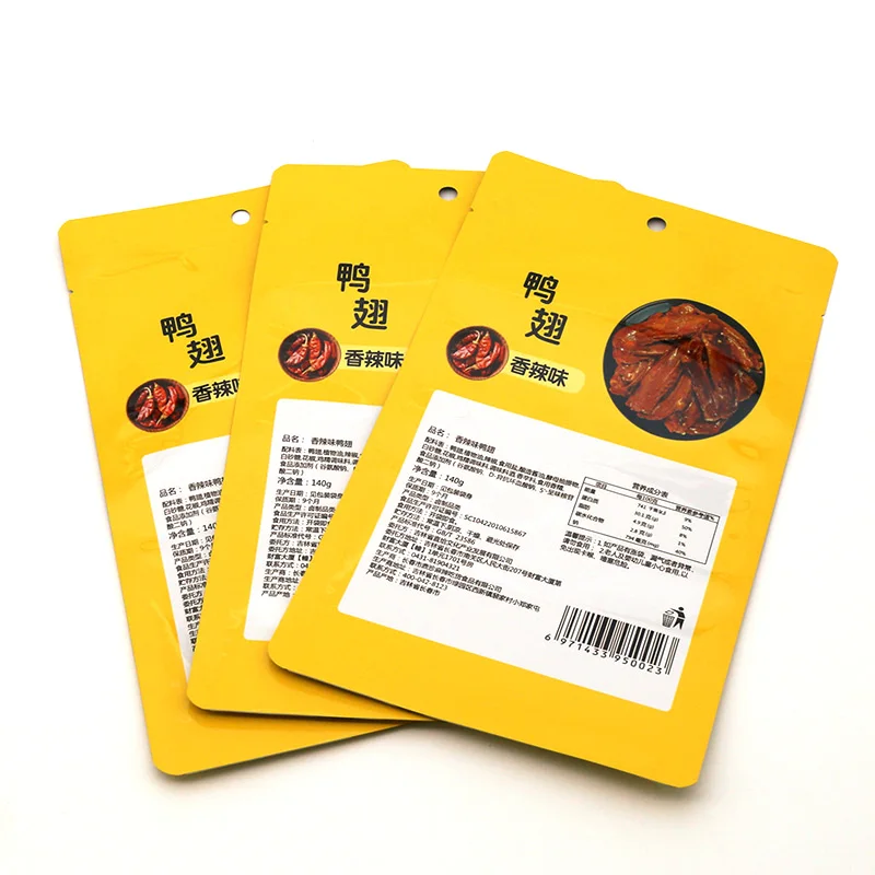 Wholesale cooked dried bean and duck wing and chicken feet pouch for food mylar bags laminated aluminum foil pouches package