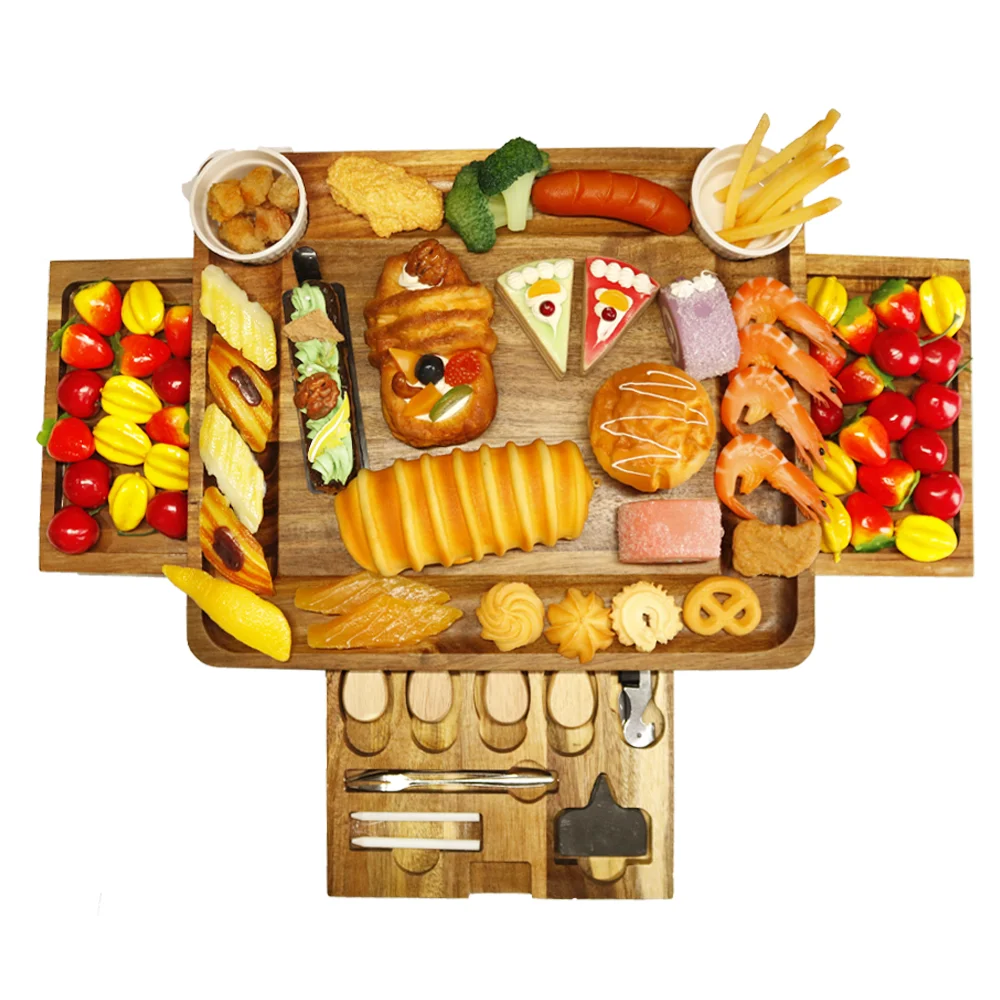 Amazon top seller 2022 home  kitchten With Slide Out Drawer Acacia Bamboo Cheese Board Charcuterie Platter