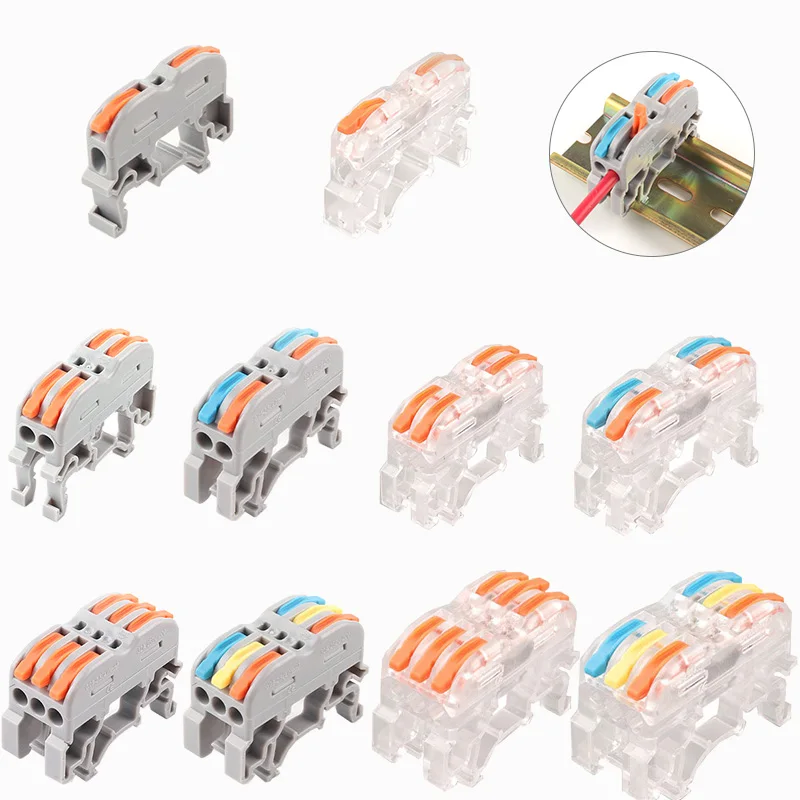 For LED Light Lamp Din Rail TYPE Quick Wire Connector 1/2/3 Pin Universal Compact Replace UK2.5B Wiring Conductor Terminal