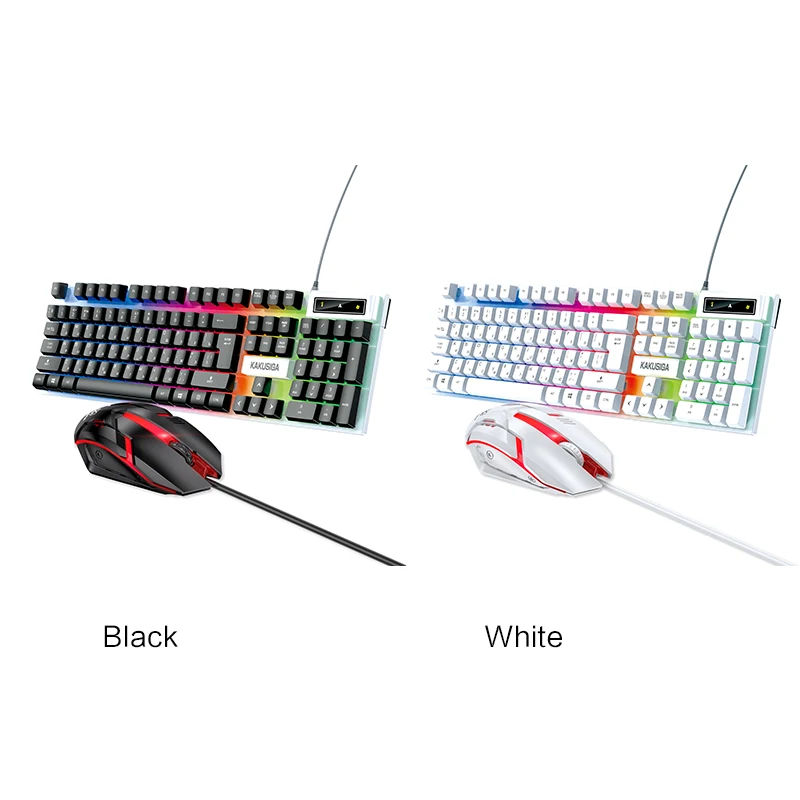 KAKUSIGA&JOKADE  LED Gaming Mouse Keyboard Combo fashion colorful computer  keyboard and mouse set (Russian version)